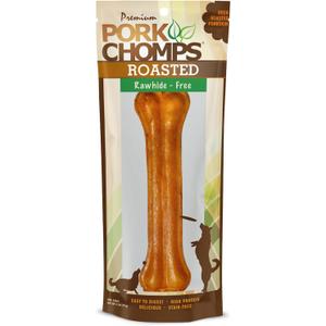 Pork Chomps Roasted Pressed Pork Skin Dog Chew, 7-inch Bone, 1 Count (EXP 04/24/28)
