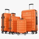 SHOWKOO Luggage Sets Expandable PC+ABS Durable Suitcase Sets Double Wheels TSA Lock 4 Piece Luggage Set Orange