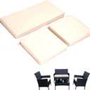 3-Pack Outdoor Patio Furniture Replacement Cushion Set–High-Elastic Sponge Cushions Fit 4-Piece Wicker Rattan Sofa, Loveseat & Chairs, 36x18x2 & 18x18x2, Waterproof, Fade-Resistant (Khaki)