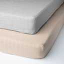 Salt Earth 100% Organic Cotton Muslin Standard Fitted Crib Sheet, 52"x28", 2 Pack Soft Breathable Natural Cotton Sheets Baby Mattress Bed Sheets, No Slip Neutral Baby Crib Sheet (Beige & Silver)