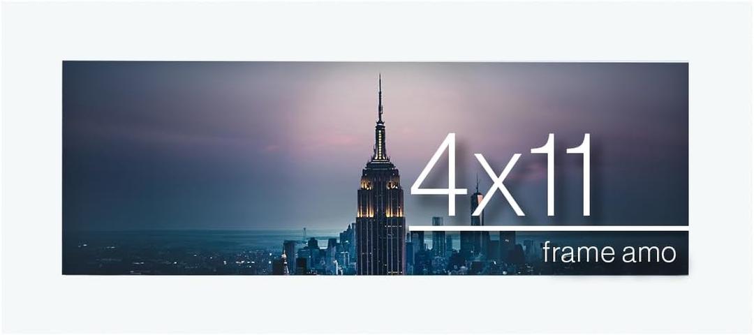 Frame Amo 4x11 White Modern Picture Frame, 1 inch Border, Acrylic Front, for Wall or Table