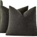 16x16 Boucle Throw Pillow Covers, Set of 2, Dark Coffee