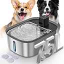 Wireless 7.5l/254oz/2Gal Dog Water Fountain for Large Dogs Stainless Steel, Quiet Pet & Cat Water Fountain with Motion Sensor, Automatic Water Dispenser for Dogs&Multi-Pet Homes Continuous Fresh Flow
