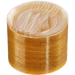 Festiva 200Pcs Gold Glitter Dessert Plates 6.3" with Forks 5"-Small Plastic Dessert/Cake/Appetizer Plates Disposable for 100 Guests Easter Party &Wedding& Birthday&Mother's Day