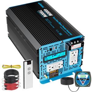 GIANDEL 4000 Watt 24 V Pure Sine Wave Power Inverter 7000Watt Surge,UL458 Listed GFCI Outlets,Inverter 24V DC to 120V AC,FCC Approved,Remote with Battery Level for RVs Campers Off Grid Solar Setup