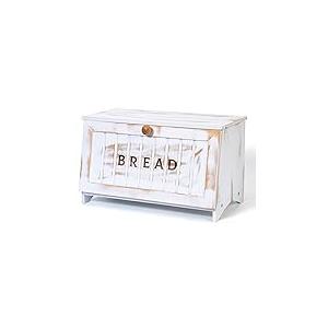 Bamboo Bread Box for Kitchen Countertop, Black Vintage Wooden Counter Breadbox, Single Layer Rustic Wood Large Capacity Bread Storage Container Bin, White