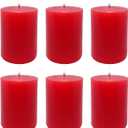 6 Pack 3x4 Inch Red Pillar Candles for Romantic Valentine's Day and Christmas, Unscented Column Candle for Home Restaurants, Smokeless Dripless and Clean Burning Emergency Candle