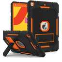 Case for iPad 9th/8th/7th Generation 2021/2020/2019(10.2 inch), Heavy Duty Military Grade Shockproof Rugged Protective 10.2" Cover with Built-in Stand for iPad 9 8 7 Gen(Black+ Orange)