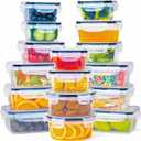 32 Piece Food Storage Container with Lids (16 Containers + 16 Lids) - Plastic Food Containers with Lid, Airtight Leak Proof Snap Lock, BPA Free Storage Containers (Transparent - 32 Pcs)