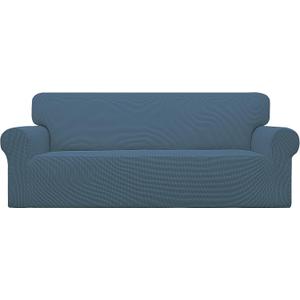 Easy-Going Stretch Sofa Slipcover 1-Piece Sofa Cover Furniture Protector Couch Soft with Elastic Bottom for Kids, Polyester Spandex Jacquard Fabric Small Checks (Sofa, Bluestone)