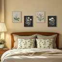 KUVIOKE Vintage Botanical Boho Framed Wall Art Set of 4 Piece Antique Flower Prints Farmhouse Retro Plants Rustic Artwork Bathroom Kitchen Home Decor Ready to Hang 8x10inx4pcs (Natural Framed)