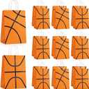 Leinuosen 30 Pcs Basketball Tennis Party Bags Baseball Tennis Gift Goodie Favor Treat Candy Goody Bags with Handle for Sports Theme Birthday Party Supplies (Basketball)
