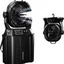 Misting Fan Portable 42800mAh Rechargeable with Remote Control, Camping Fan with LED Light & Stepless Speed Control & Cooling Spray with 6L Bucket, Timer Function, Portable Handle, Rotate Hang Hook (Pitch-Black)