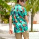 UNICOMIDEA Little & Big Boys Hawaiian Shirt Kids Tropical Luau 3D Print Button Down Shirts for 3-14 Years Old (Green)
