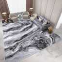 Washable Area Rug 9x12 - Artistic Style Modern Rug for Living Room Bedroom Dining Room, Soft Low Pile Machine Washable Carpet, Non Slip Non Shedding Area Rug - Grey/White, 9'x12' (9' x 12')