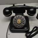 Retro Landline Telephone, Sentno 1960's Vintage Corded Dial Phone Classic Old Fashion Telephones Wired Desk Telephone for Office and Home (Black)