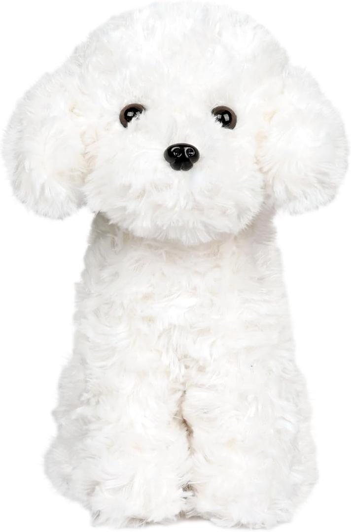 White Toy Poodle Stuffed Animal Dog Puppy - Bichon Frise Maltese Maltipoo White Labradoodle Plush Toy for Kids and Babies 12.6"