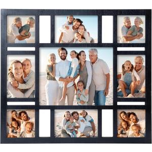 Picture Frame Collage Wall Decor, 4x6 8x10 and 4x4 Photos Display - 9 Openings Multiple Size Photo Black Collage Photo Frame for Wall Mounting Picture Frames Set for Home Lving Room