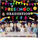 2 x Preschool Graduation Party Decorations Preschool Graduation Backdrops Class of 2026 Pre Kindergarten Graduate Photography Backdrop Banner Ceremony Photo Prop for Teachers School Classroom Party Decor