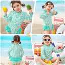 Baby Girl Swimsuit UPF50+ Sun Protection Infant Bathing Suit Long Sleeve Rash Guard 3-24M
