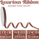 MEEDEE Rose Gold Velvet Ribbon 3/8 Inch Double Face Velvet Ribbon 2 Rolls 20 Yards Thin Ribbons for Ornaments, Gift Wrappig, Christmas Tree Decorations, Rustic Wreath, Winter Holiday Decor