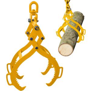 32IN Log Lifting Tongs,Log Grapple,Timber Claw Hook 4 Claw Timber Heavy Duty Solid Steel Swivel Dragging Steel Tongs Lifting Skidding Logging Grabber