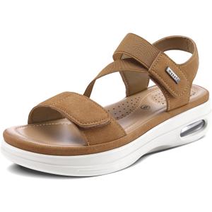 mysoft Women's Summer Walking Sandals Air Cushion Support Platform Ankle Strap Shoes Comfortable Casual Wedge Sandals, Size 7.5 Wide