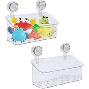 2 Pack Bath Toy Storage Organizer,Kids Bathtub Toy Holder with Drain Holes,clear Powerful Suction Shower Caddy for Bathtub,No Drilling Shower Caddy Suction Cup for Bathroom,Kitchen