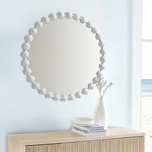 Madison Park Round Mirror, Metal Frame Circle Mirror 27 inch, Wall Art Decor Mounted Hanging for Entryway, Bathroom, Hallway, Living Room, Vanity, Marlowe, White