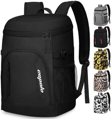 Capolo Cooler Backpack 30 Cans, Insulated Backpack Cooler Leak Proof Large Capacity Thermal Bag Drink Beverage Beer Bag Soft Cooler Lunch Camping Travel Picnic Hiking for Men Women White