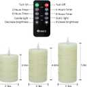 Rechargeable Flameless Candle, Flickering LED Pillar Real Wax Candle with Fairy Lights, Remote Control and Timer, Upgraded Teardrop Wick, Built-in Battery Electronic Candle, Set of 3