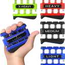 Finger Strengthener - Finger Exerciser for Forearm and Hand Strengthener - Hand Grip Workout Equipment for Musician, Rock Climbing and Therapy (4 Pack - Blue Black Red Green)