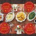 50 Pack Happy Birthday Red and Gold Paper Plates, 7 inch Metallic Foil Polka Dots Disposable Dessert Party Supplies for Graduation Wedding Holiday Christma Party Decorations