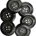 20 Pack Wooden Sewing Buttons, 2.36 Inch Round, 4 Holes, 60mm Large Size for Crafts, DIY Clothing, Bag Decoration, (Black)