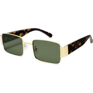 SOJOS Retro Fashion Rectangle Sunglasses Womens Mens Vintage Trendy Square Shades SJ1162 (Gold/Green)