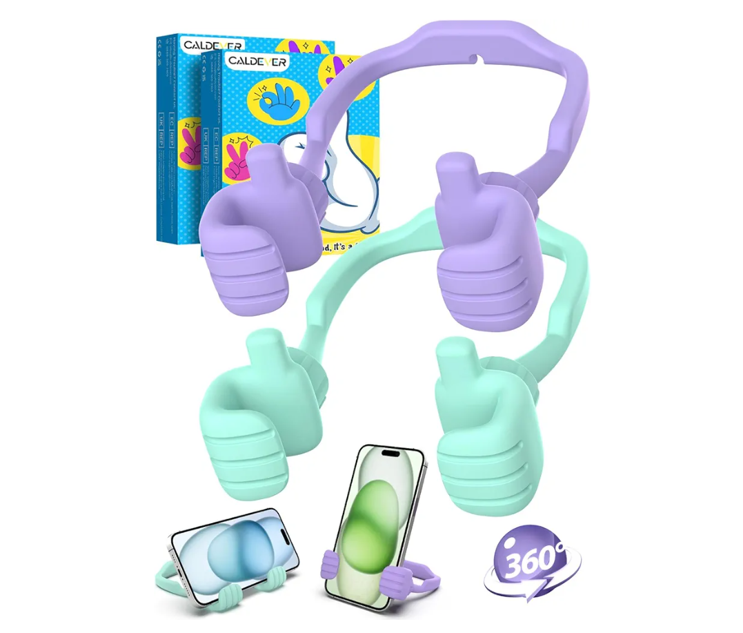 Easter Basket Stuffers for Teens Girls Kids Gifts Cell Phone Stand: UPGRADE Adjustable Thumbs Up Lazy Phone Holder for Desk Fun Gadgets Teenager Boys Women Adults Essentials Easter Gifts Trendy Stuff, Pack of 2