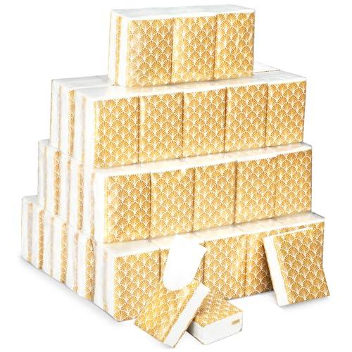 Therwen 20 Pack Pocket Tissues Travel Packs Bulk 200 Sheet Mini Pocket Tissues Travel Size Bulk 3 Ply Small Facial Individual Size (Glitter Style)