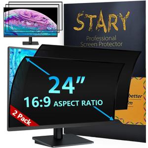 STARY 2-Pack 24 Inch Privacy Screen for Computer Monitor 16:9 Aspect Ratio, Eye Protection, Anti Blue Light, Glare Shield, Removable Black Blackout Anti Spy Desktop Security Private Filter