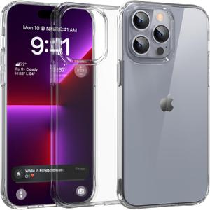 DEERLAMN Clear Case for iPhone 14 Pro Max 6.7-Inch, [Not Yellowing] [Anti-Scratch] 8ft Multi-Drop Protection Slim Clear Phone Case with Shockproof Bumper, Clear
