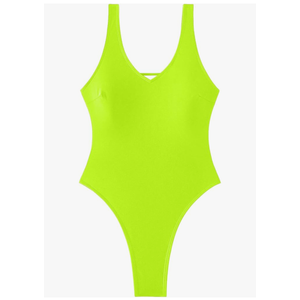 Sexy Backless Cheeky High Cut Leg Thong V Neck One Piece Swimsuit, Small