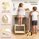 Hidden Toddler Step Stool, Height-Adjustable Kids 2-Step Stools, Wooden Step Stool for Toddlers for Bathroom Sink & Kitchen, Bathroom