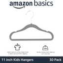 Kids Velvet Non-Slip Space Saving Clothes Hangers with Shoulder Notches, Sturdy Closet Organizer for Baby/Toddler, 11.6", Gray, 30-Pack