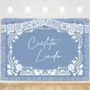 MEHOFOND 7x5ft Cielito Lindo Baby Shower Backdrop Dusty Blue Cielito Lindo Baby Shower Photography Background Mexican Wedding Party Decorations Banner Photo Supplie