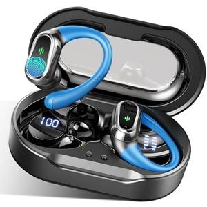 Rolosar, Q76, 2025 Bluetooth 5.4 Headphones Sport, Bluetooth Earbuds with ENC Noise Canceling Mic, 50H Stereo Wireless Headphones IP7 Waterproof with Earhooks, Dual LED Display for Workout/Running