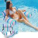 Blueweenly Pool Chair Float Adult Inflatable Floating Chair Fabric Covered Water Float Seat Adjustable Pool Hammock Blow up Swimming Noodle Lounge for Party Play Summer Water Fun, 30 x 16 x 24"