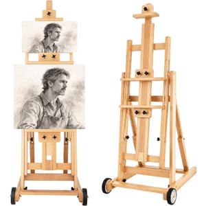 Falling in Art Studio H-Frame Easel with Tilting & Flat Position, Natural, 77 inches