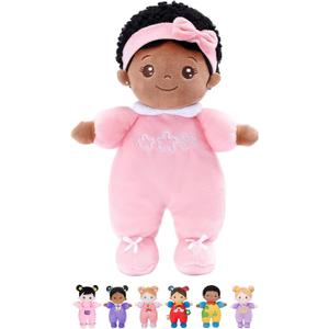 OUOZZZ 10" Black Baby Doll - 1 Year Old Girl Birthday Gifts First African American Baby Dolls for Toddler Girl Toys, Snuggle Buddy for Infants (C-nevaeh03 Pink)