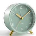 Analog Alarm Clock, 4 inch Super Silent Non Ticking Small Clock with Night Light, Battery Operated, Simple Design, easy setting for Office, Bedroom, Bedside, Desk, teens, elders, kids, adult, Green