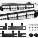 ASPL 32LED Visor Lights 26 Flash Patterns Windshield Emergency Hazard Warning Strobe Beacon Split Mount Deck Dash Lamp With Extend Bracket (White)