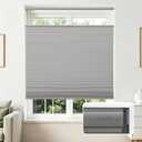 Joydeco No Tools No Drill Blinds for Indoor Windows, Cordless Window Blinds Cellular Shades Top Down Bottom Up Blackout Honeycomb Blinds Thermal Insulated Noise Reduction (Grey, 33" W x 64" H)